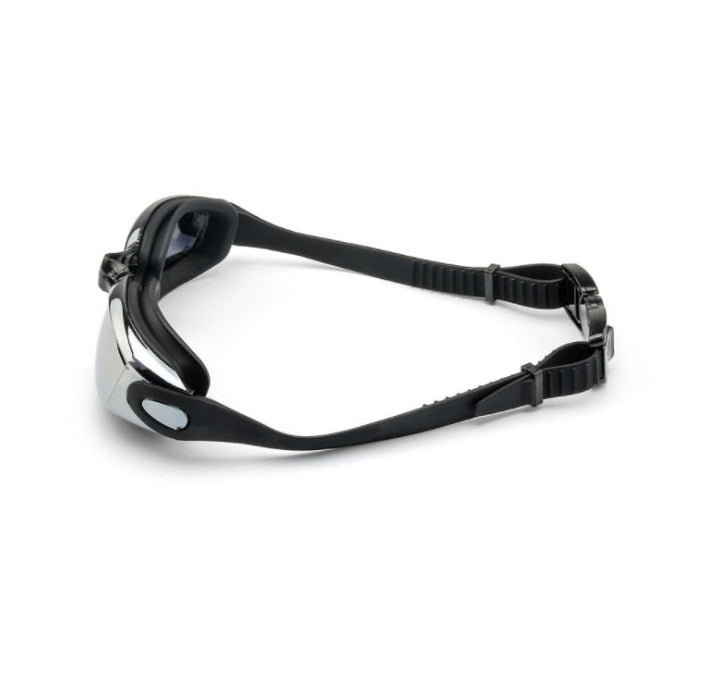 Swimming goggles with waterproof design, clear lenses, and adjustable strap