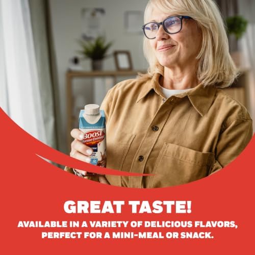 BOOST Glucose Control vanilla protein drink in 8 fl oz bottle, ready-to-drink nutritional beverage with a creamy vanilla flavor.