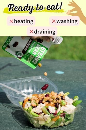 Organic Eat More Beans steamed bean snack in a mix of assorted beans, 2oz packs, 10-pack, ready to enjoy as a healthy snack.