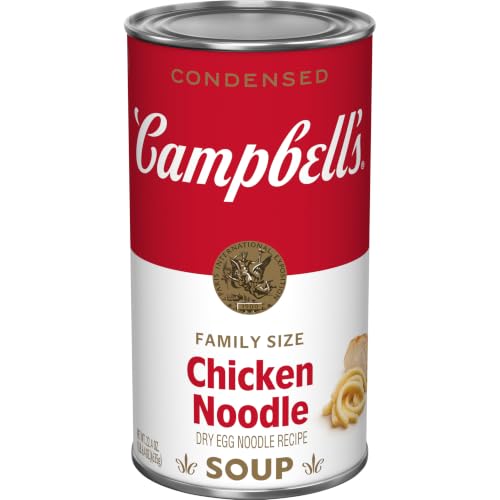 Four 10.75 oz cans of Campbell's Condensed Chicken Noodle Soup, packaged in a multi-can bundle.