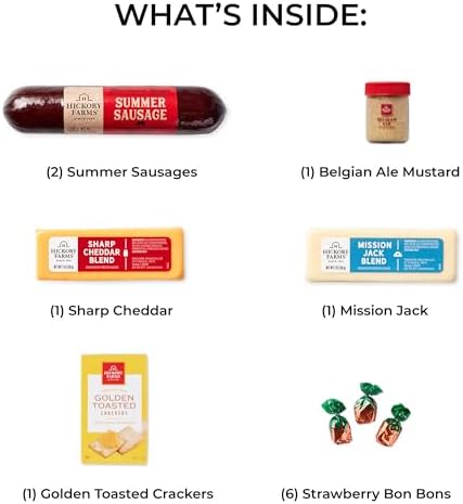 Hickory Farms small cheese gift basket with summer sausage and gourmet meats, perfect for holidays and special occasions.