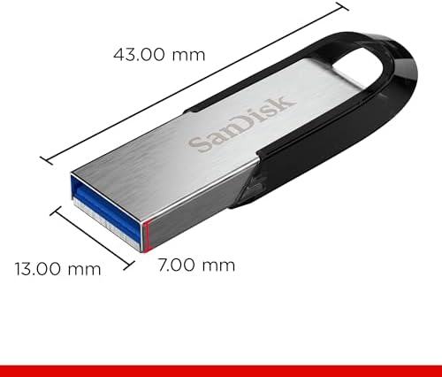 SanDisk 128GB Ultra Flair USB-A flash drive by BACKUPMYFILESNOW® with up to 150MB/s read speeds, shown in the image.