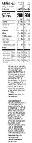 Assorted Ritz peanut butter and cheese sandwich crackers in 20 snack packs, showing crispy crackers with peanut butter and cheese filling.