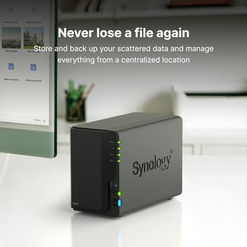 Synology DS223 2-bay diskless NAS network attached storage device for home and office backup and data protection.