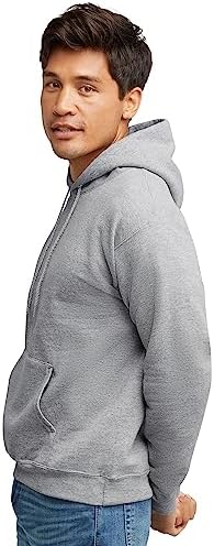 Hanes men's EcoSmart fleece hoodie with a drawstring hood, front pocket, and ribbed cuffs, available in big and tall sizes.
