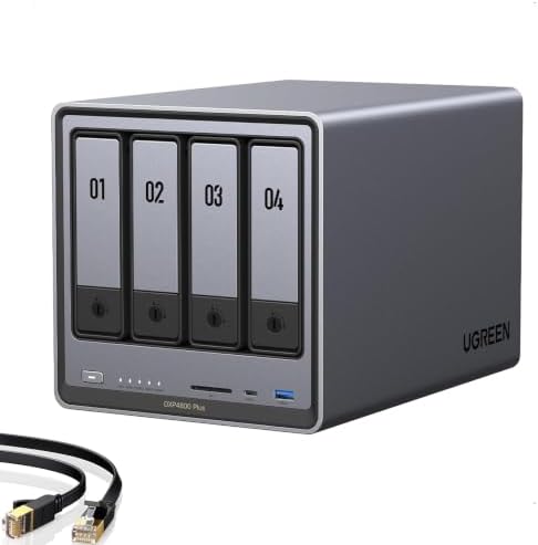 UGREEN DXP4800 Plus 4-bay NAS network storage device for families, creators, and small teams with multiple hard drives