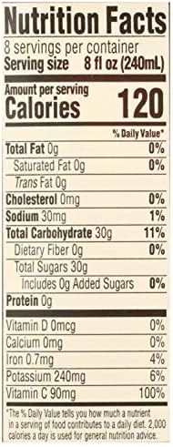Organic apple juice bottle from 365 by Whole Foods Market, 64 fl oz, clear label showing fresh apple juice inside.