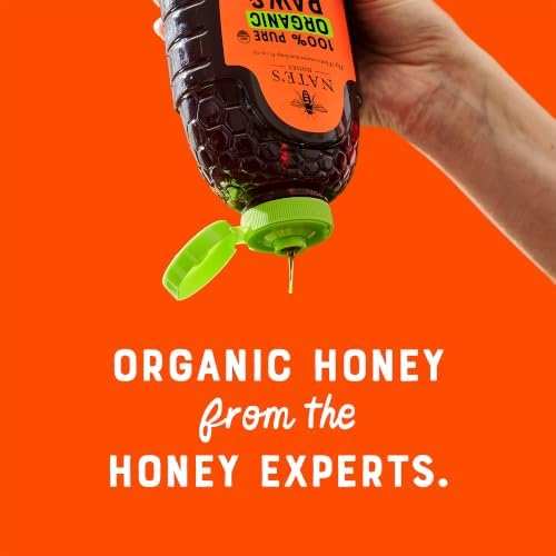 Organic Nate's Honey in a 16oz squeeze bottle, golden, viscous honey with a twist cap, perfect for drizzling or spreading.