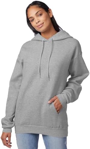 Hanes men's EcoSmart fleece hoodie with a front pocket, hood, and ribbed cuffs, available in big and tall sizes.