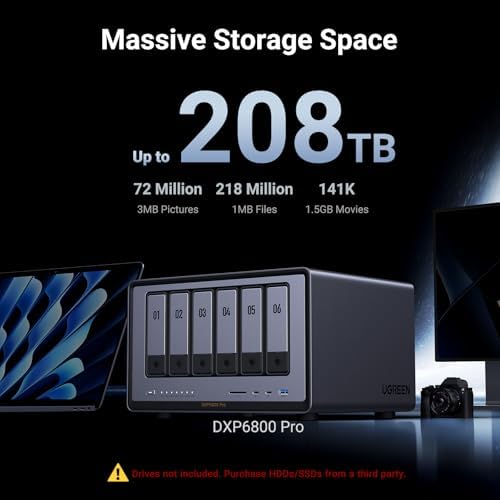 UGREEN NAS DXP6800 Pro 6-bay network attached storage (NAS) device for team and small business file sharing and backup.