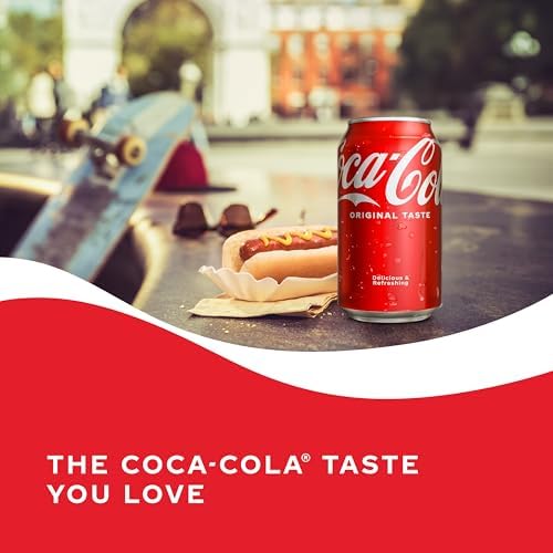 Coca-Cola soda soft drink fridge pack with 12 cans of 12 fl oz each, featuring classic red branding and Coca-Cola logo.