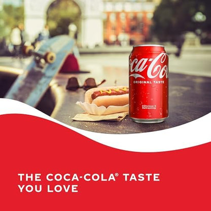 Coca-Cola soda soft drink fridge pack with 12 cans of 12 fl oz each, featuring classic red branding and Coca-Cola logo.
