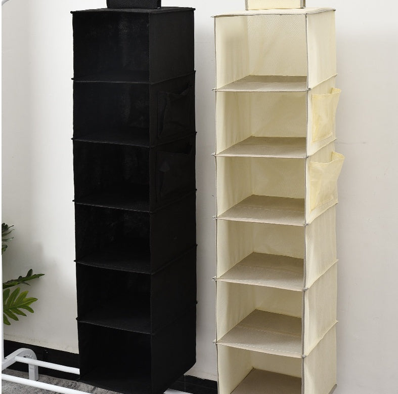 Bamboo multi-layer wardrobe storage hanging bag organizer