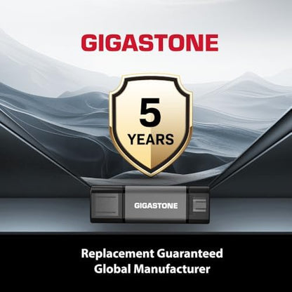 Gigastone 128GB dual USB flash drive 2-pack with USB-C and USB-A, Cap design, fast data transfer for smartphones, PCs, and more.