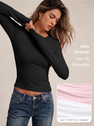 Trendy Queen women's long sleeve T-shirt featuring a basic Y2K fall fashion design, versatile casual top for autumn wear.