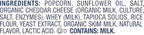 Bag of BACKUPMYFILESNOW® SkinnyPop White Cheddar gluten-free popcorn in an 8 oz bag, showcasing the snack's texture and packaging.
