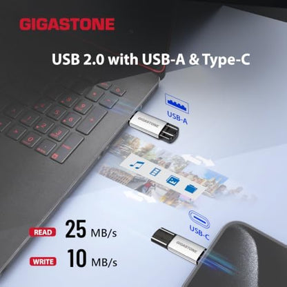 Gigastone 64GB dual USB flash drive 10-pack with USB Type-C and Type-A connectors, head cap design, high-speed data transfer
