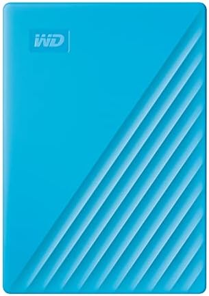 Western Digital 2TB My Passport portable external hard drive in blue with backup software and ransomware protection, USB 3.1 compatible