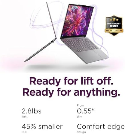 Lenovo Slim 7i Aura Edition laptop with 14-inch WUXGA OLED display, 16GB RAM, 1TB storage in Luna Grey color.