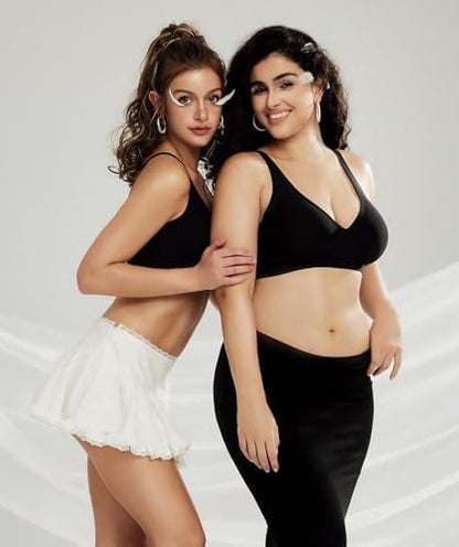 OEAK women's wireless jelly bralette with deep V neckline, comfy push-up design, perfect for t-shirt wear and everyday comfort.