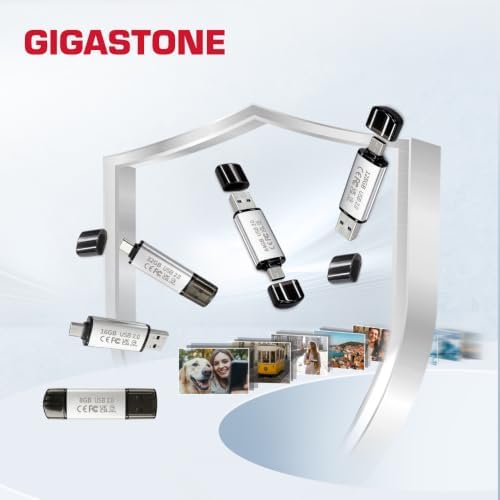 Gigastone 64GB dual USB flash drive 10-pack with USB Type-C and Type-A, high-speed, plug-and-play thumb drives with head cap design
