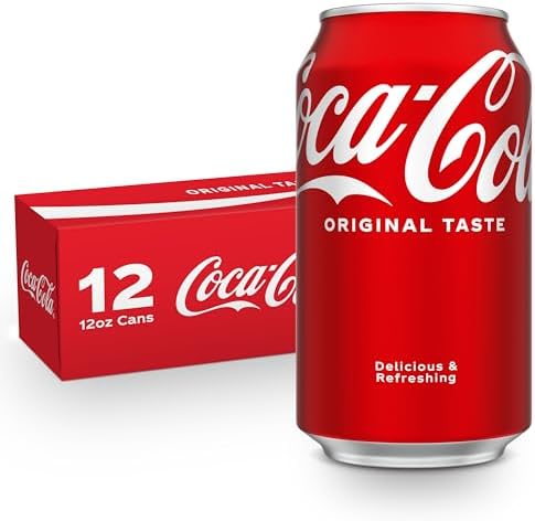 Coca-Cola soda soft drink fridge pack with 12 cans, 12 fl oz each, featuring red Coca-Cola branding and classic can design