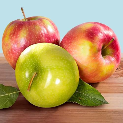 Fresh fruit gift basket by A Gift Inside with pears, apples, nuts, and sweet snacks arranged in a colorful gift box.