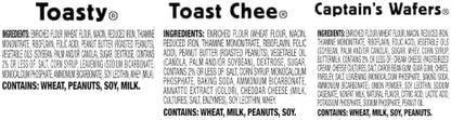 Assorted Lance sandwich crackers in a variety pack, showing multiple cracker sandwiches with different fillings on the box.