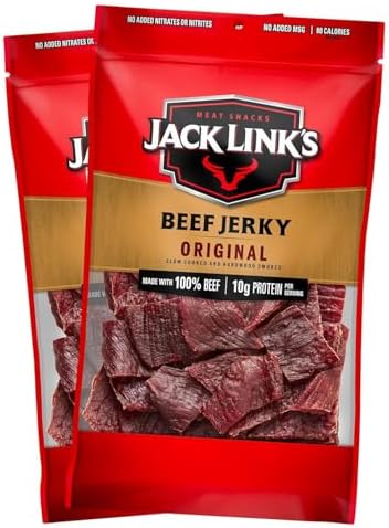 Jack Link's Original Beef Jerky Multipack, 2-pack, 9 oz each, featuring savory dried beef jerky in resealable packs.