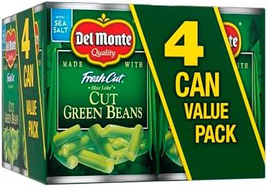 Del Monte fresh cut green beans in 14.5 oz cans, canned green vegetables, 4-pack, ready to cook or serve