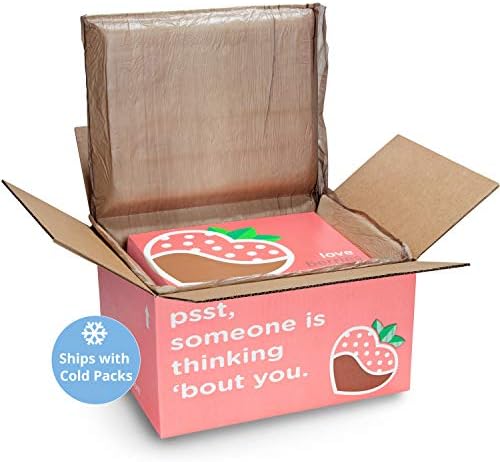 A Gift Inside chocolate-covered strawberries gift box with 12 fresh dipped strawberries, perfect for birthdays, thank yous, and anniversaries.