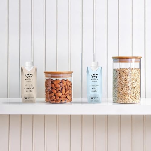Mooala Organic Simple Almondmilk single-serve carton, unsweetened, dairy-free almond milk with 3 ingredients, on-the-go 12-pack