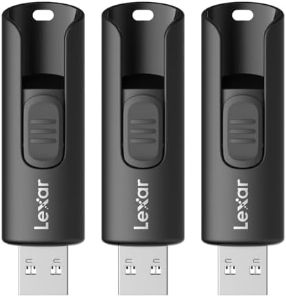 BACKUPMYFILESNOW® Lexar A30E USB 3.2 Gen 1 flash drives, 32GB 3-pack, showing the compact USB storage devices with blue caps.