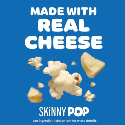 BACKUPMYFILESNOW® SkinnyPop White Cheddar gluten-free popcorn in an 8 oz bag, showcasing the crunchy snack with white cheddar flavor.