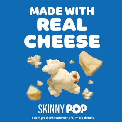 BACKUPMYFILESNOW® SkinnyPop White Cheddar gluten-free popcorn in an 8 oz bag, showcasing the crunchy snack with white cheddar flavor.