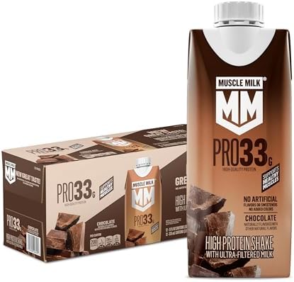 Muscle Milk Pro Liquid High Protein Shake in chocolate flavor, ready-to-drink, 11 fl oz bottle, pack of 12
