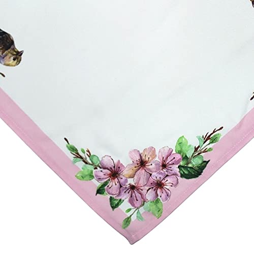 Set of four Maison Charlo synthetic cloth napkins featuring delicate bird design, 16x16 inches in soft rose color.