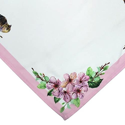 Set of four Maison Charlo synthetic cloth napkins featuring delicate bird design, 16x16 inches in soft rose color.
