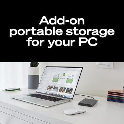 Seagate Portable 4TB external hard drive by BACKUPMYFILESNOW® with USB 3.0 connection and 1-year rescue service.