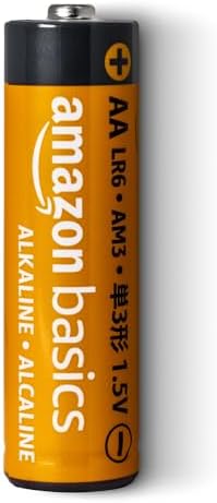 Amazon Basics 48-pack AA alkaline batteries, 1.5V, high-performance, long-lasting power with 10-year shelf life, no leakage.