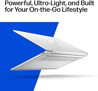 HP OmniBook 5 16-inch AI laptop with 2K display, Snapdragon X1, 16GB RAM, 512GB SSD, Glacier Silver, Windows 11 Home.