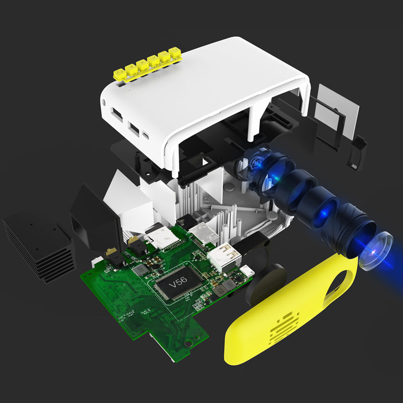 Miniature HD mini projector by My Store, compact black projector displayed on a light background