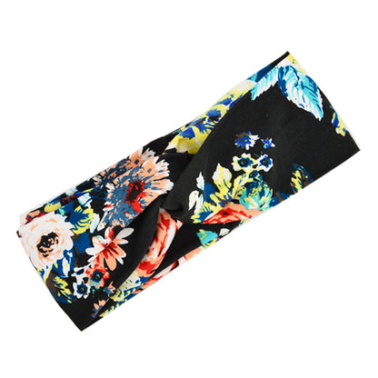 Floral cross hair band by My Store, featuring a delicate flower pattern and cross design
