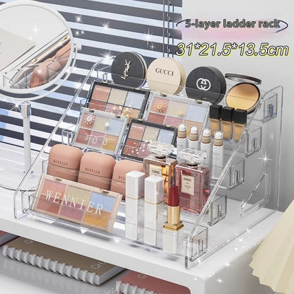 Transparent plastic cosmetics storage box for organizing makeup and beauty products