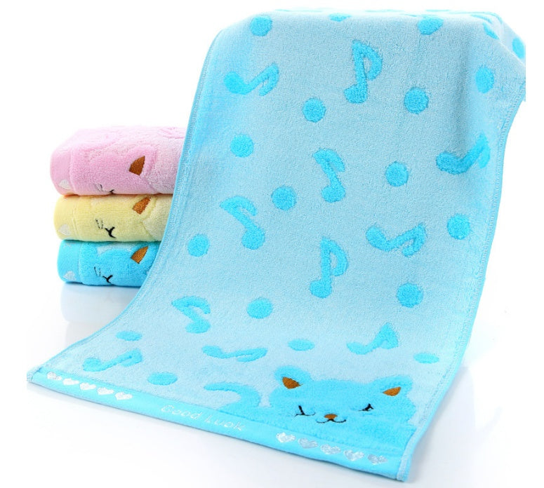 Bamboo fiber kitten face bath towel with cute kitten design
