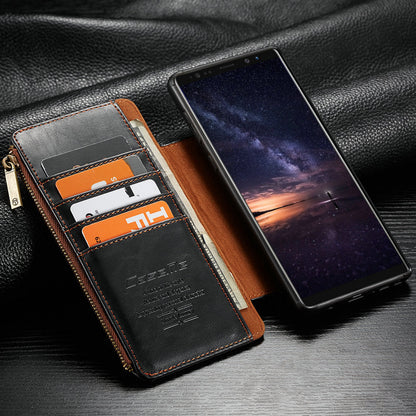 Leather flip phone case with protective cover and interior card slots
