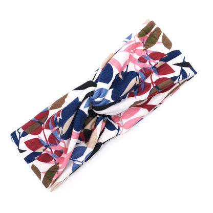 Floral cross hair band with colorful flower pattern, adjustable headband accessory