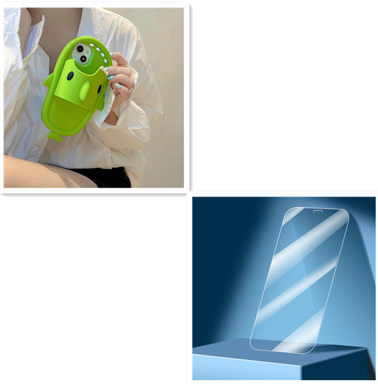 Funny shark slipper silicone phone case for iPhone 11, 12, 13, 14 Pro Max with full-cover shockproof design