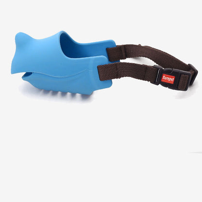 Rhino-shaped adjustable pure silicone dog muzzle in black