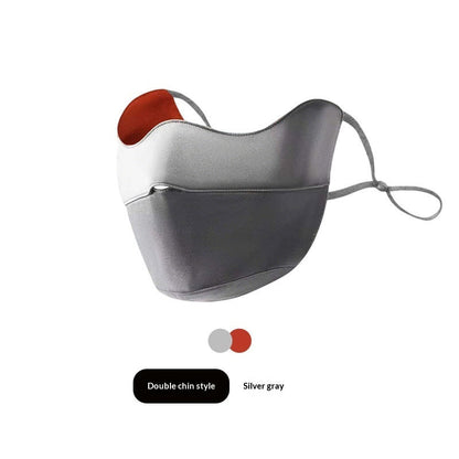 Silk sun-protective UV-blocking breathable face mask in a lightweight fabric.